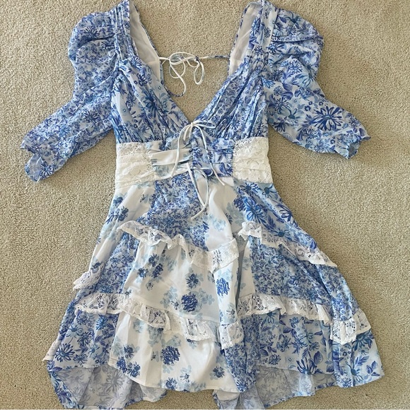 For Love and Lemons Rosalyn Mini Dress blue - Picture 2 of 12